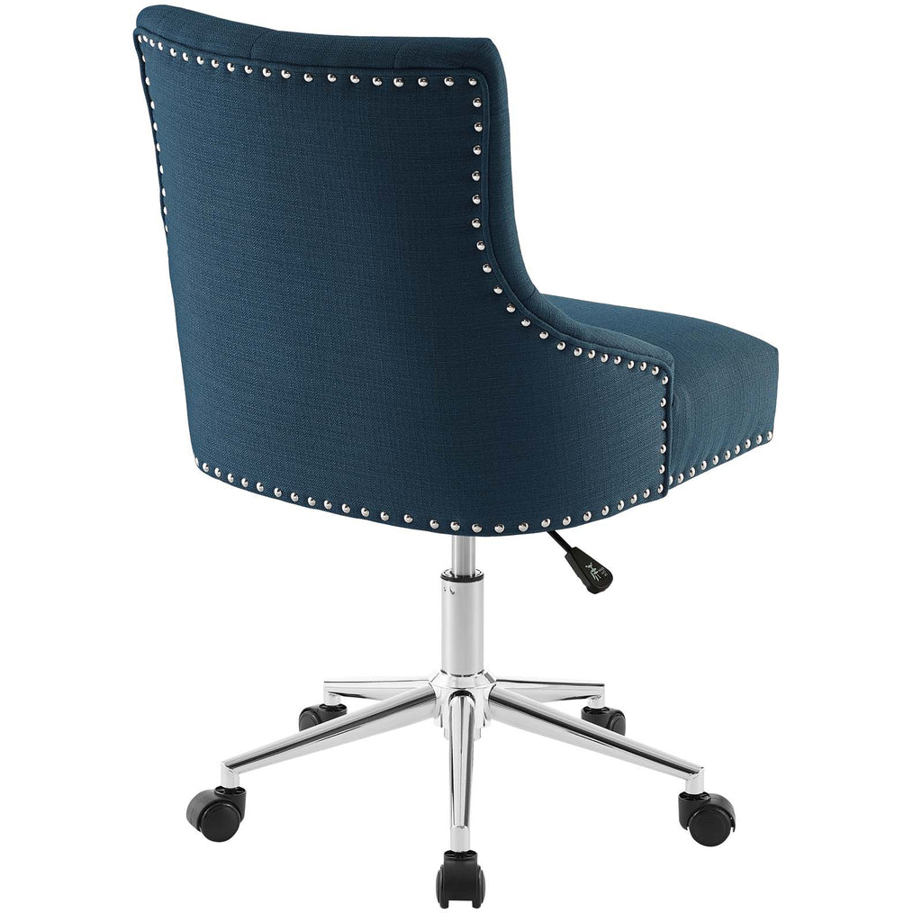 Regent Tufted Button Swivel Upholstered Fabric Office Chair in Azure