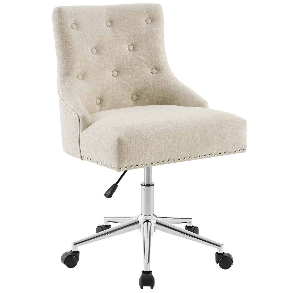 Regent Tufted Button Swivel Upholstered Fabric Office Chair in Beige