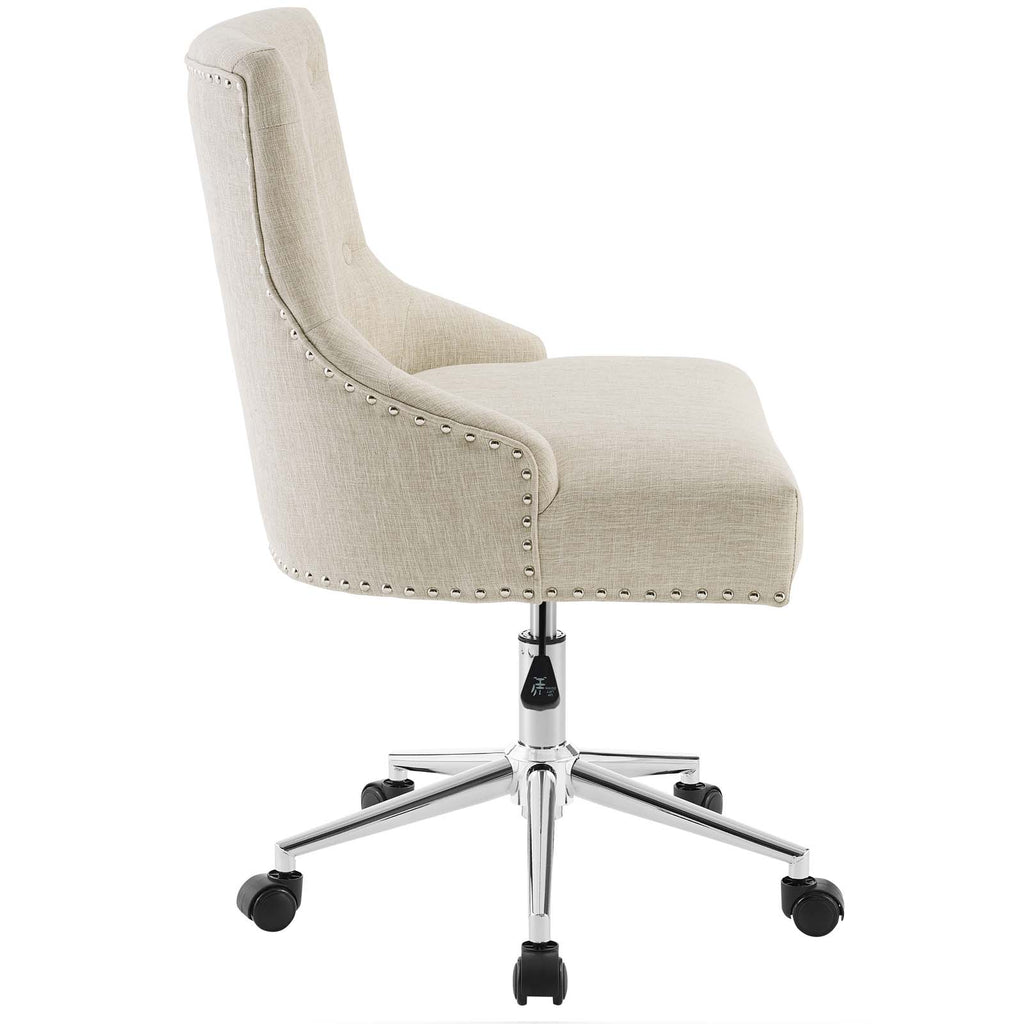 Regent Tufted Button Swivel Upholstered Fabric Office Chair in Beige