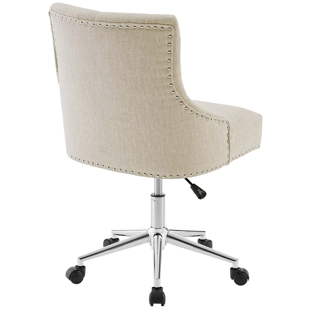 Regent Tufted Button Swivel Upholstered Fabric Office Chair in Beige