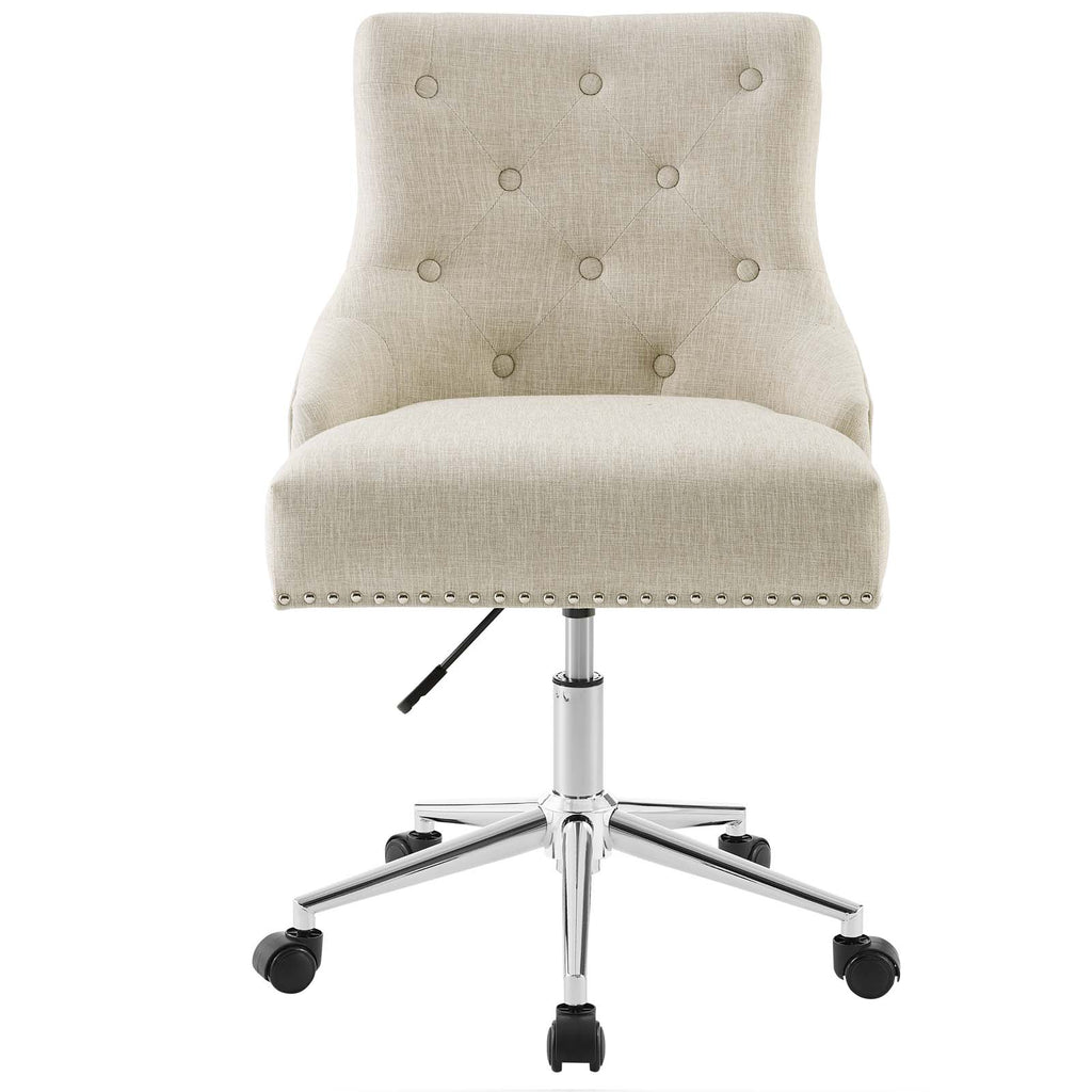 Regent Tufted Button Swivel Upholstered Fabric Office Chair in Beige