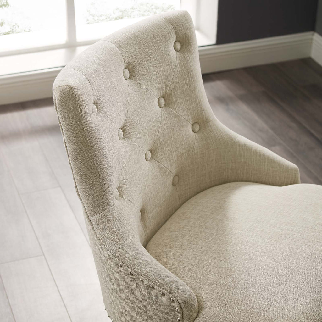 Regent Tufted Button Swivel Upholstered Fabric Office Chair in Beige