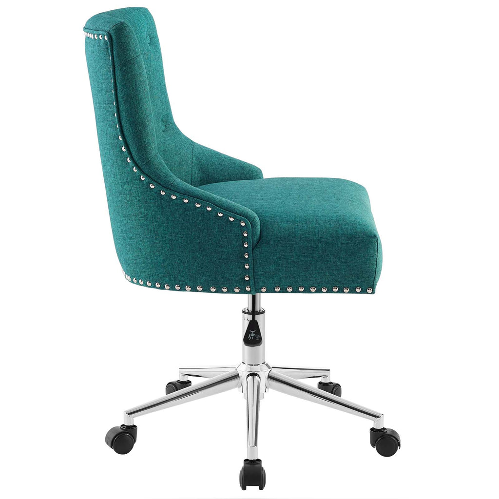 Regent Tufted Button Swivel Upholstered Fabric Office Chair in Teal