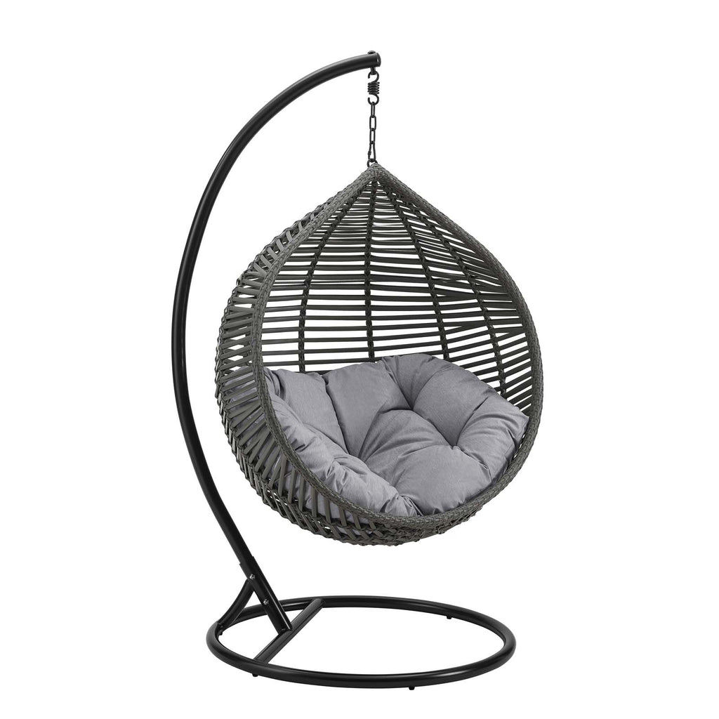 Garner Teardrop Outdoor Patio Swing Chair in Gray Gray