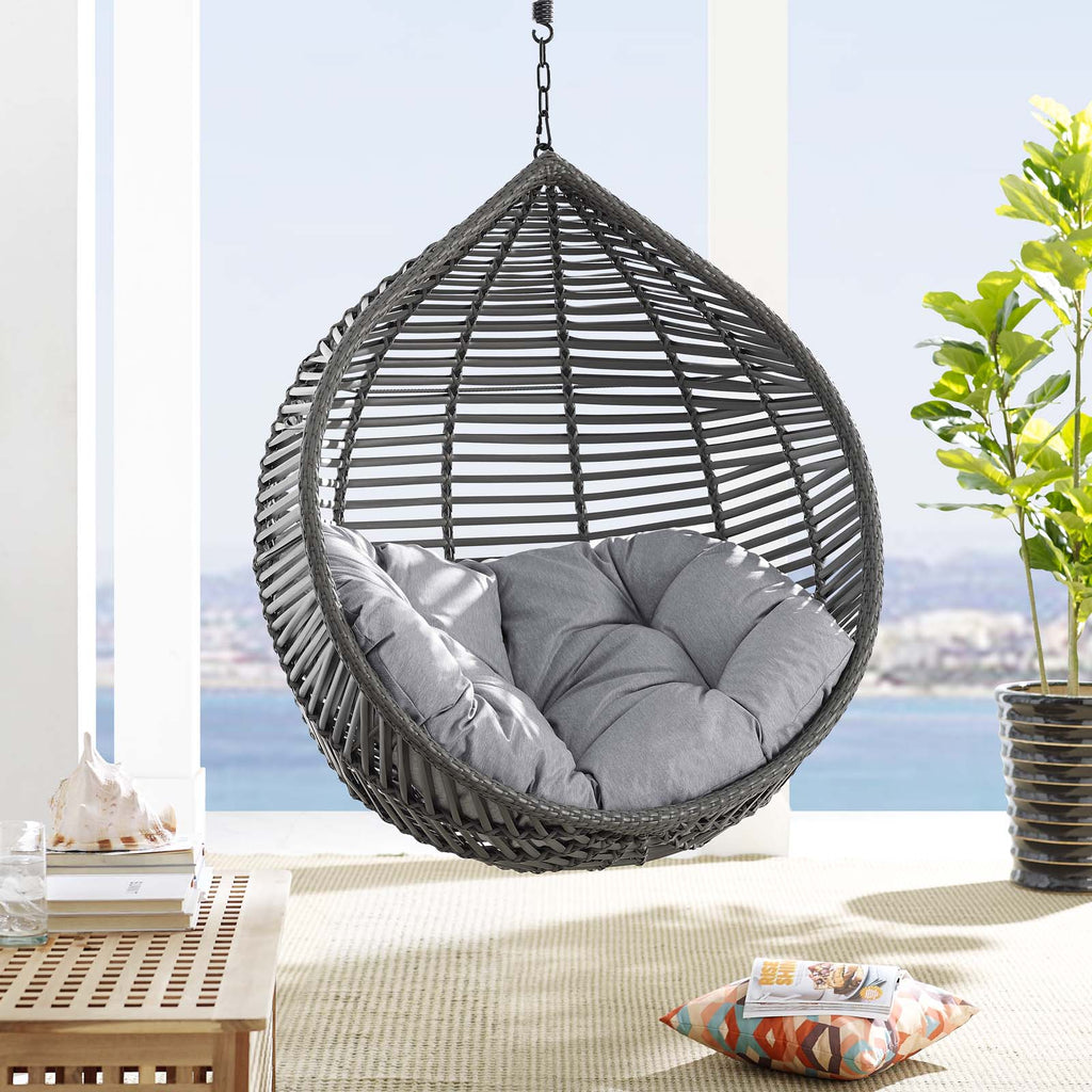 Garner Teardrop Outdoor Patio Swing Chair in Gray Gray