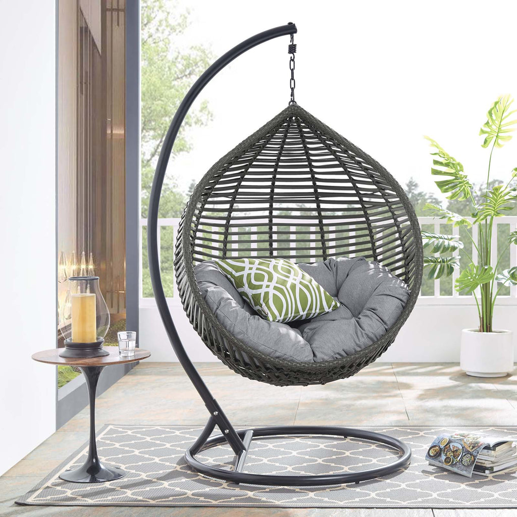 Garner Teardrop Outdoor Patio Swing Chair in Gray Gray