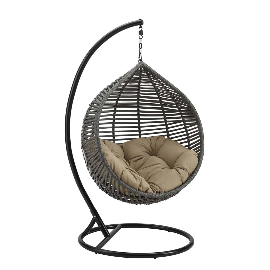 Garner Teardrop Outdoor Patio Swing Chair in Gray Mocha