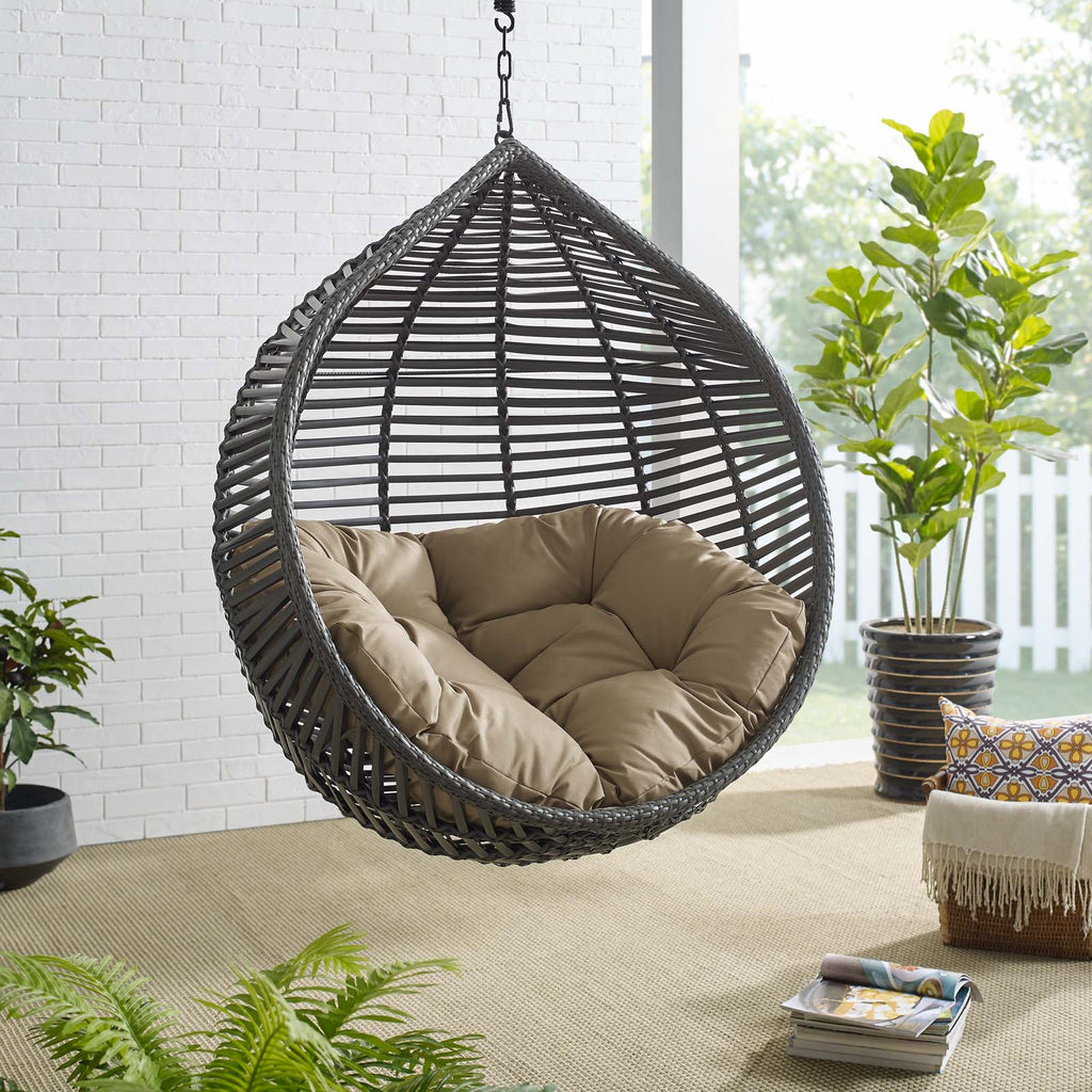 Garner Teardrop Outdoor Patio Swing Chair in Gray Mocha