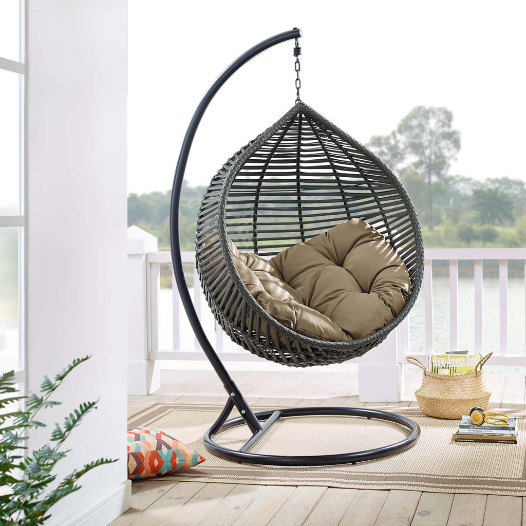 Garner Teardrop Outdoor Patio Swing Chair in Gray Mocha