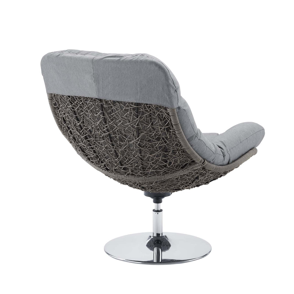 Brighton Wicker Rattan Outdoor Patio Swivel Lounge Chair in Light Gray Gray
