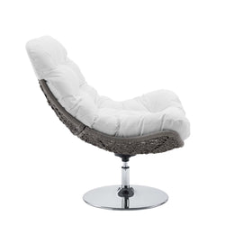 Brighton Wicker Rattan Outdoor Patio Swivel Lounge Chair in Light Gray White