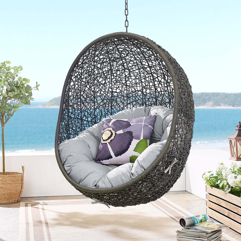 Hide Sunbrella Fabric Swing Outdoor Patio Lounge Chair Without Stand in Gray Gray