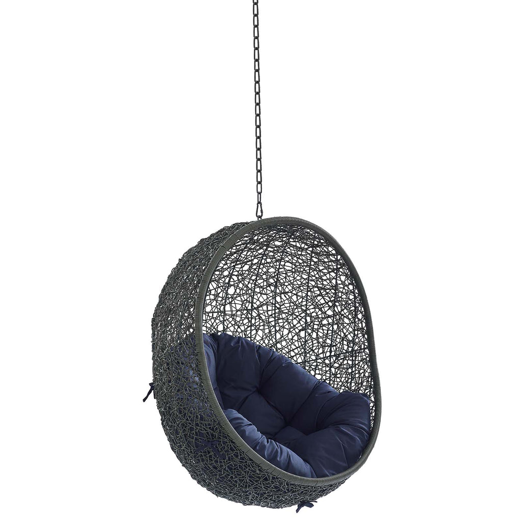 Hide Sunbrella Fabric Swing Outdoor Patio Lounge Chair Without Stand in Gray Navy