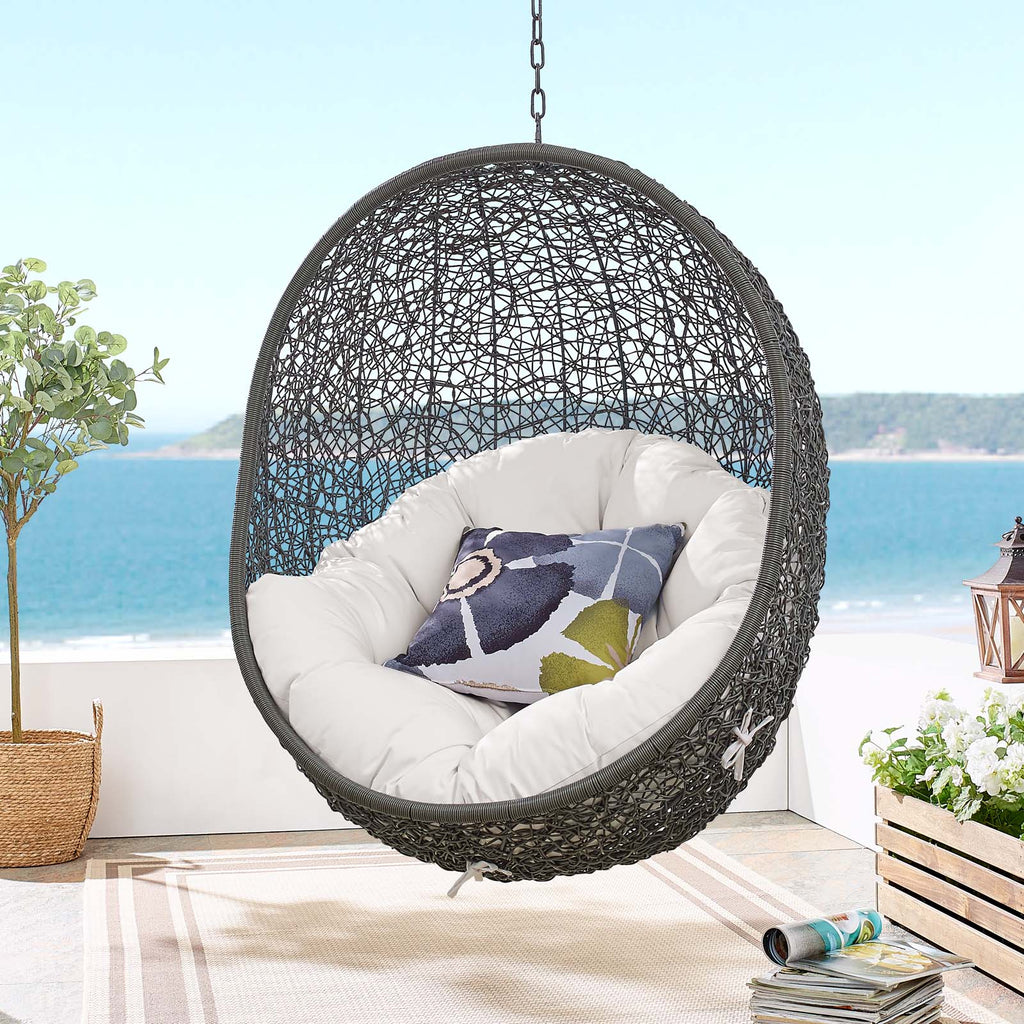 Hide Sunbrella Fabric Swing Outdoor Patio Lounge Chair Without Stand in Gray White