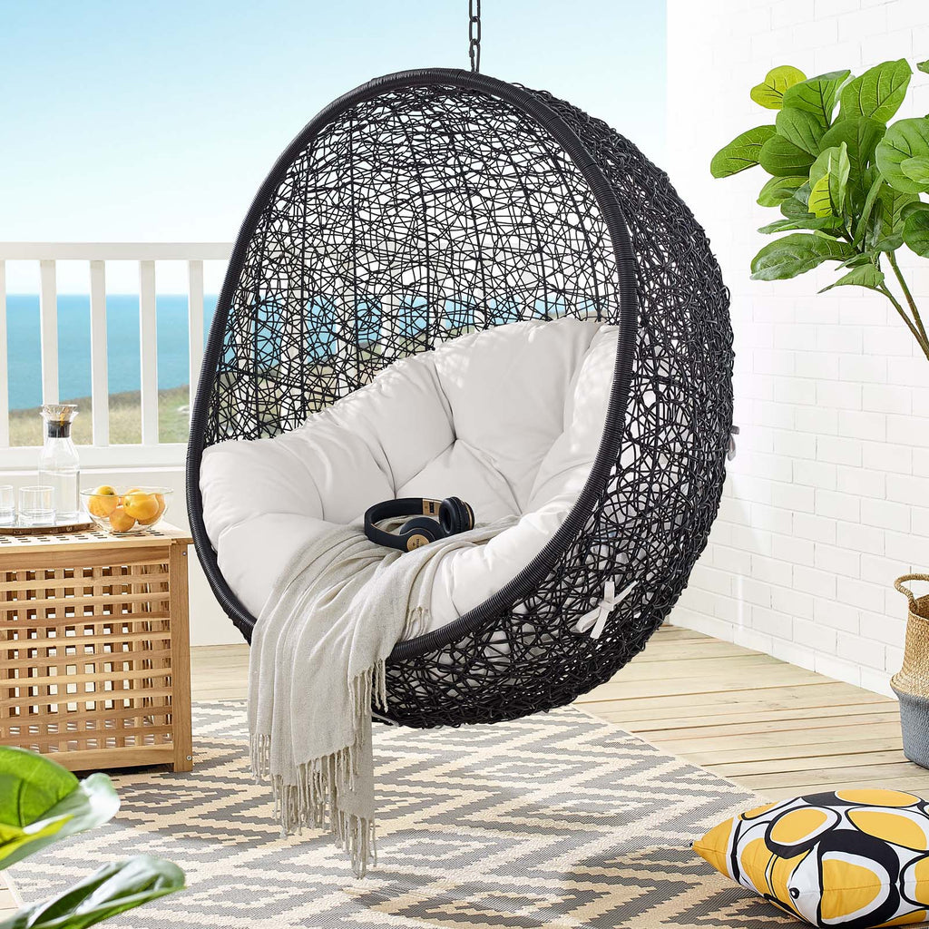 Encase Sunbrella Fabric Swing Outdoor Patio Lounge Chair Without Stand in Black White