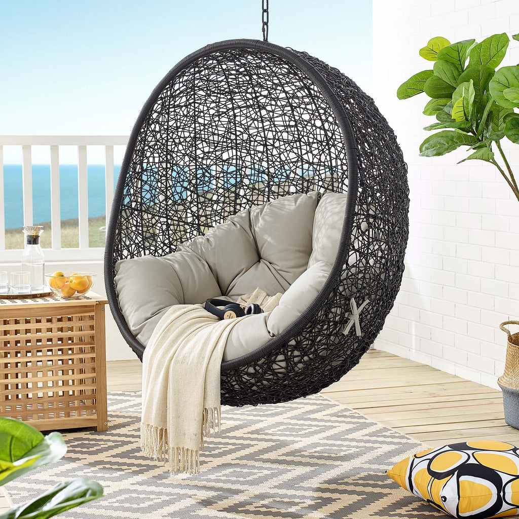 Encase Swing Outdoor Patio Lounge Chair Without Stand in Black Beige