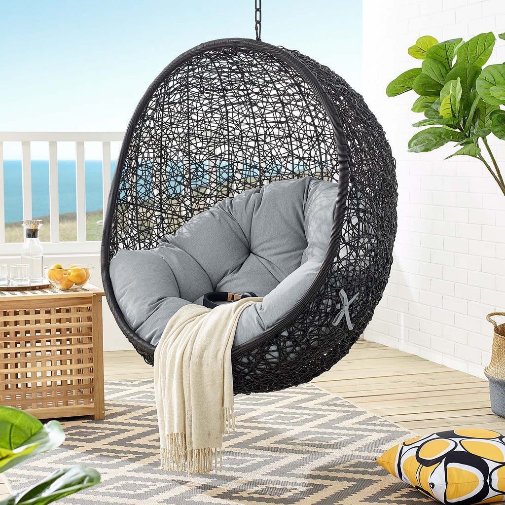 Encase Swing Outdoor Patio Lounge Chair Without Stand in Black Gray