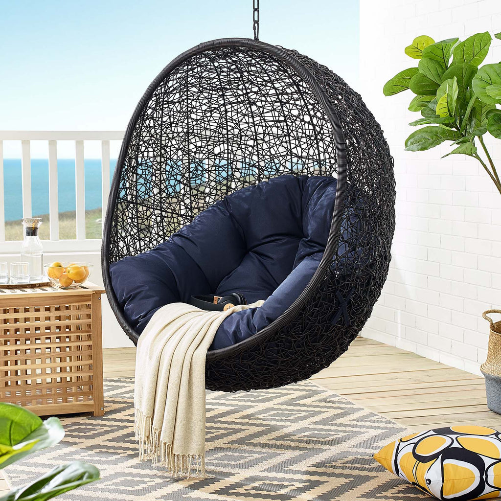 Encase Swing Outdoor Patio Lounge Chair Without Stand in Black Navy