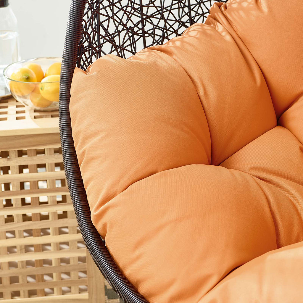 Encase Swing Outdoor Patio Lounge Chair Without Stand in Black Orange