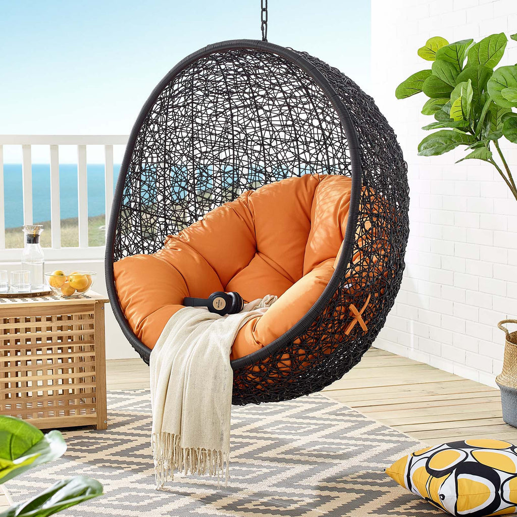 Encase Swing Outdoor Patio Lounge Chair Without Stand in Black Orange