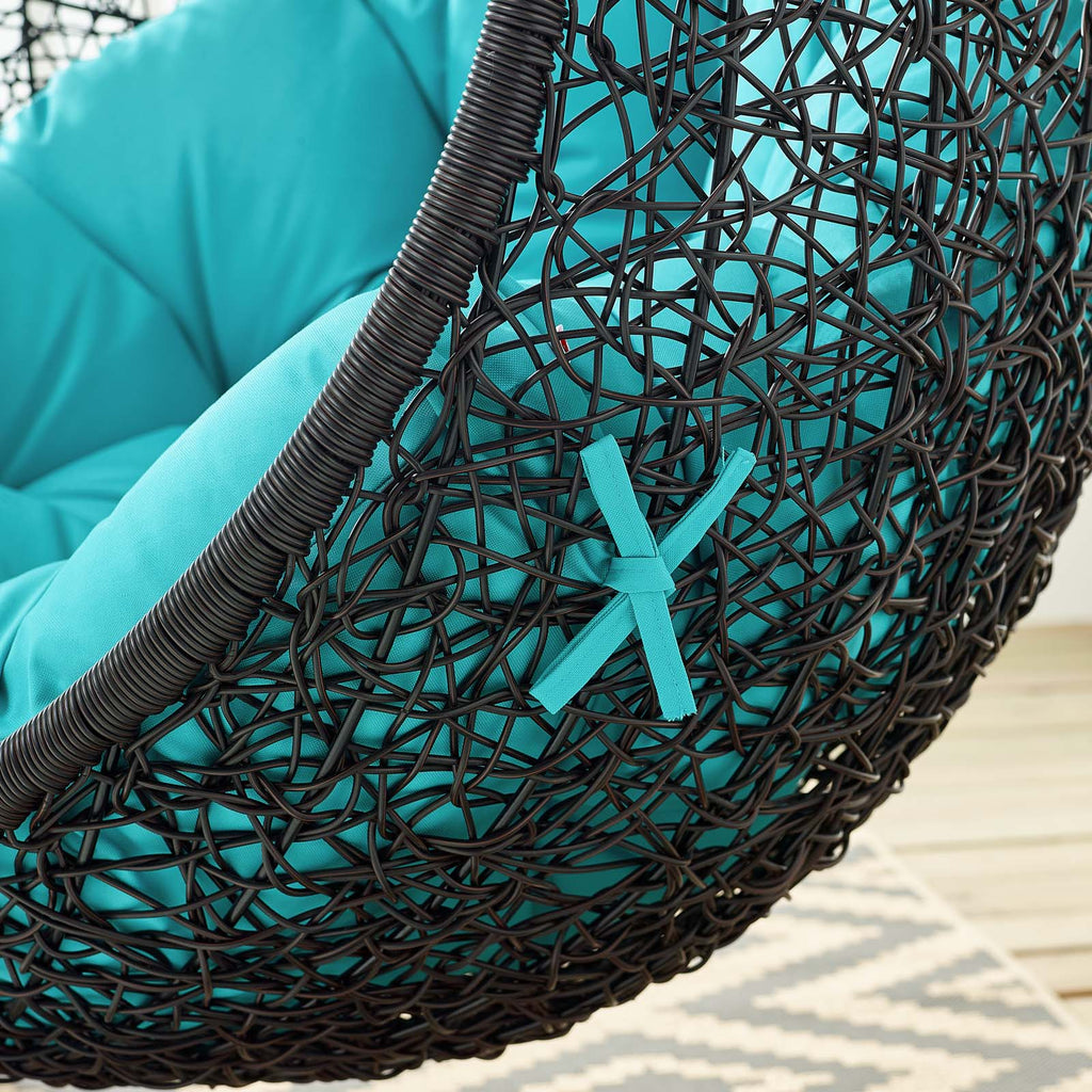 Encase Swing Outdoor Patio Lounge Chair Without Stand in Black Turquoise