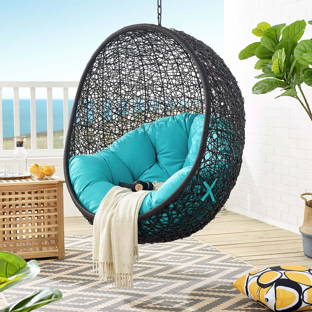 Encase Swing Outdoor Patio Lounge Chair Without Stand in Black Turquoise