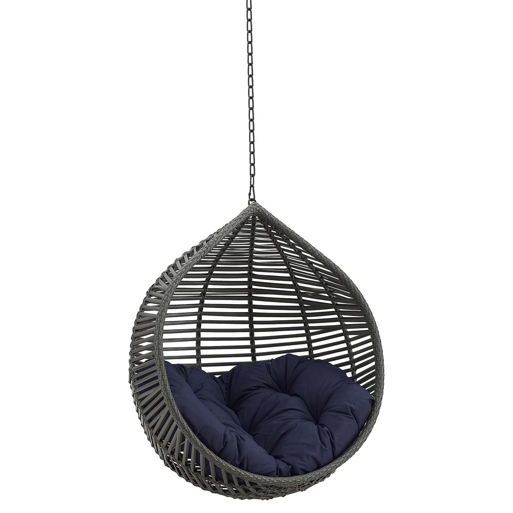 Garner Teardrop Outdoor Patio Swing Chair Without Stand in Gray Navy