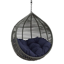 Garner Teardrop Outdoor Patio Swing Chair Without Stand in Gray Navy