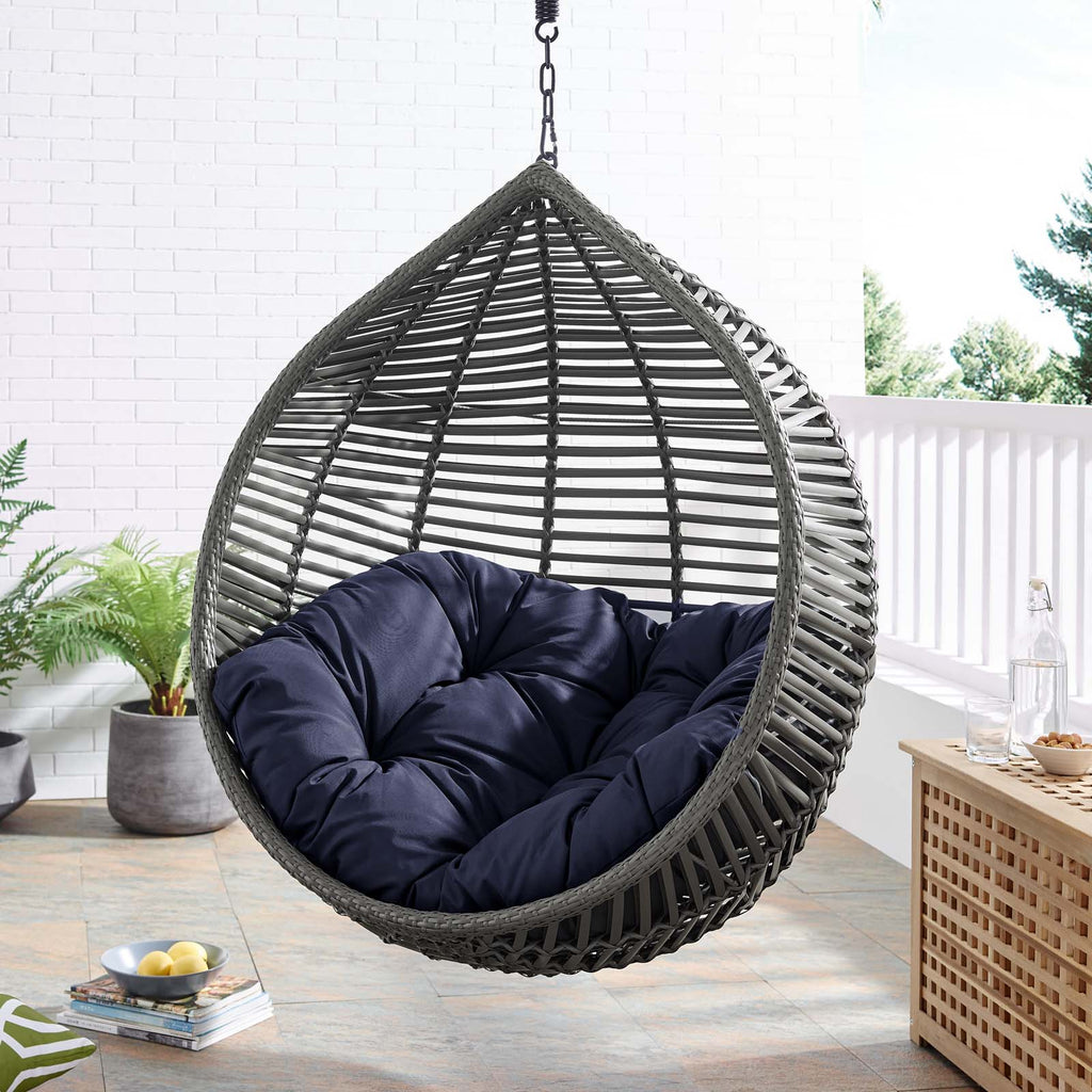 Garner Teardrop Outdoor Patio Swing Chair Without Stand in Gray Navy