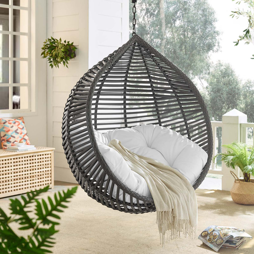 Garner Teardrop Outdoor Patio Swing Chair Without Stand in Gray White