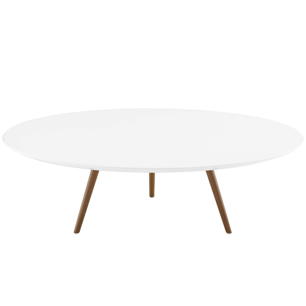 Lippa 47" Round Wood Top Coffee Table with Tripod Base in Walnut White