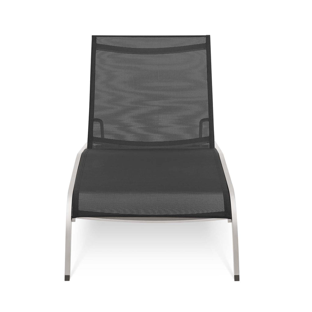 Savannah Mesh Chaise Outdoor Patio Aluminum Lounge Chair in Black