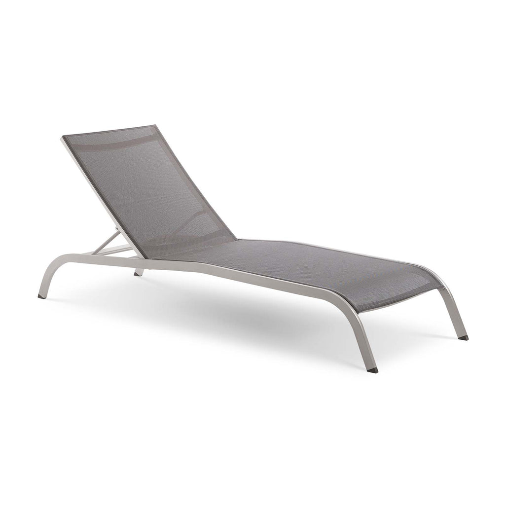 Savannah Mesh Chaise Outdoor Patio Aluminum Lounge Chair in Gray