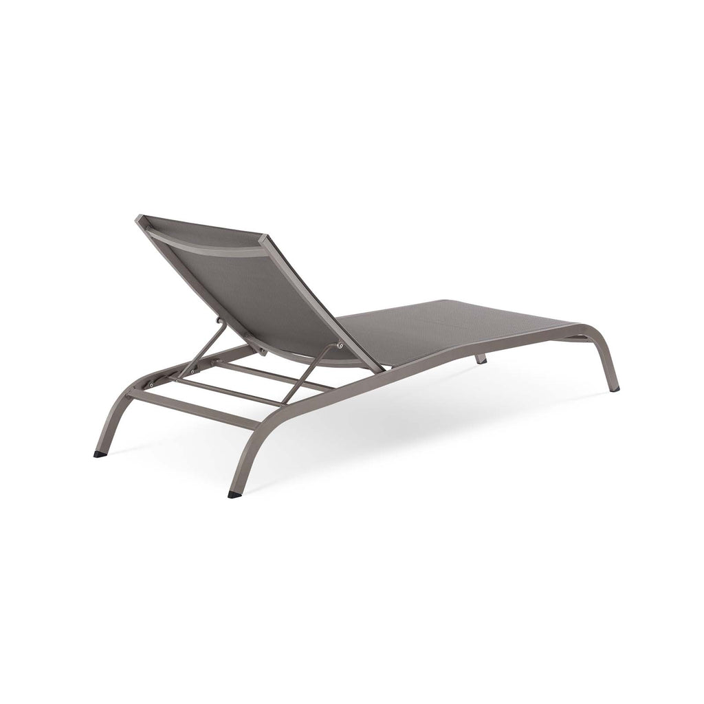 Savannah Mesh Chaise Outdoor Patio Aluminum Lounge Chair in Gray