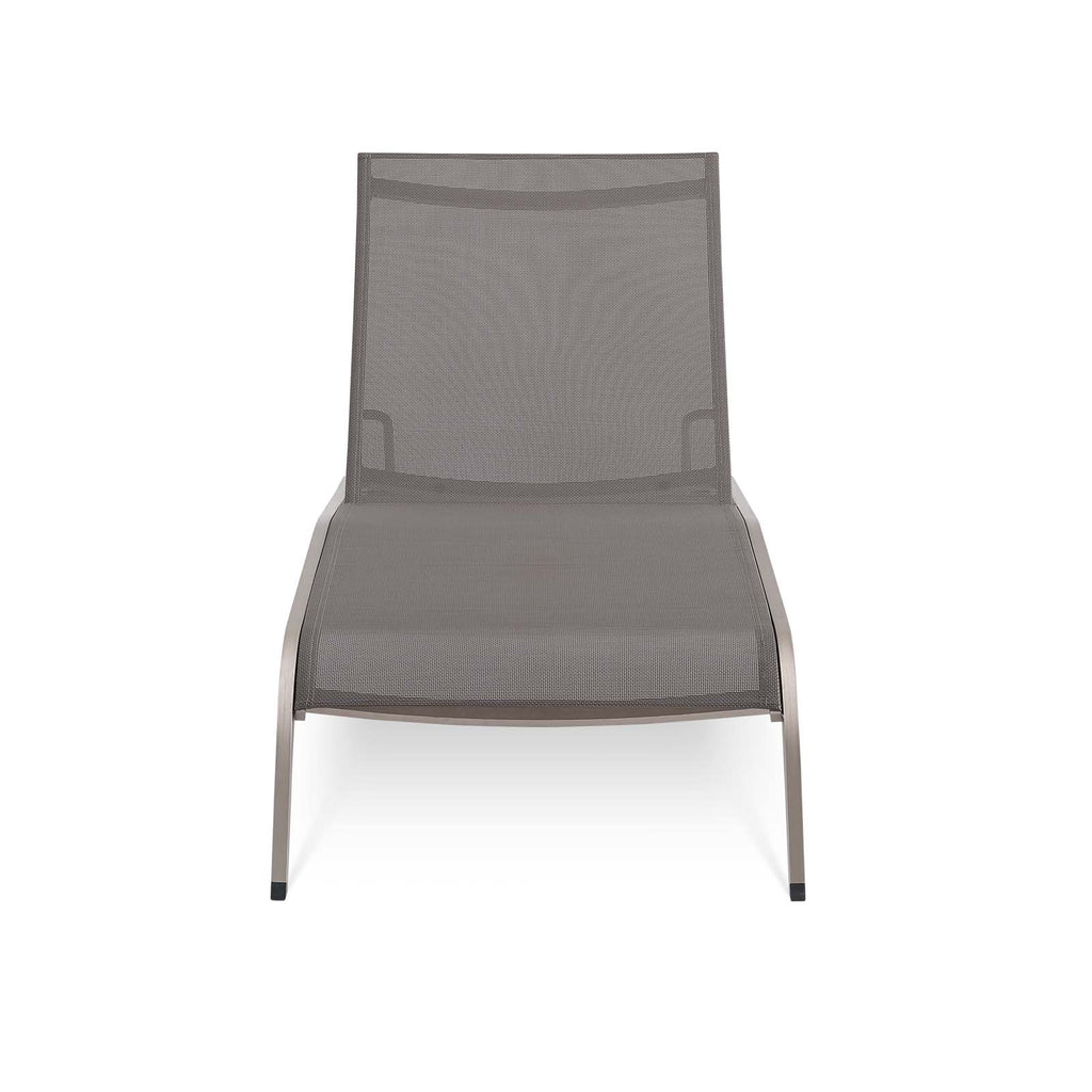 Savannah Mesh Chaise Outdoor Patio Aluminum Lounge Chair in Gray