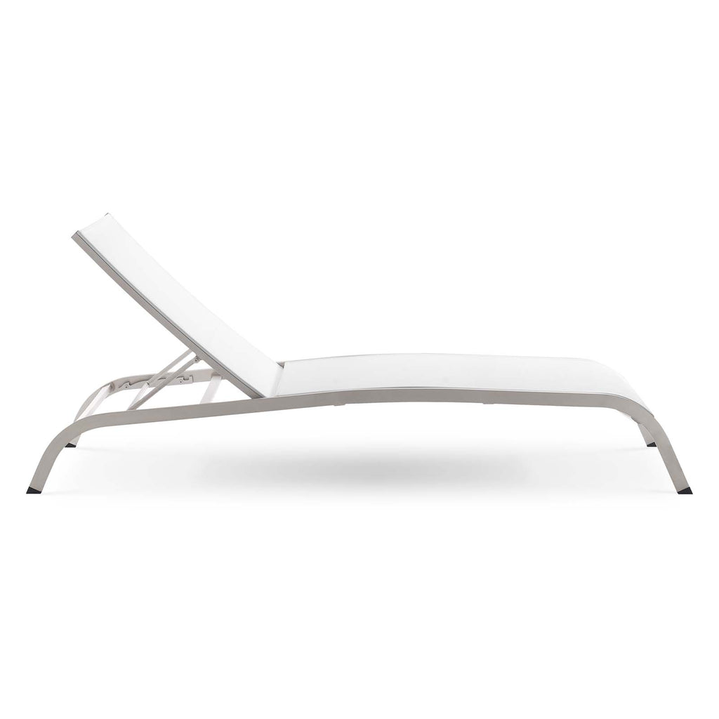 Savannah Mesh Chaise Outdoor Patio Aluminum Lounge Chair in White