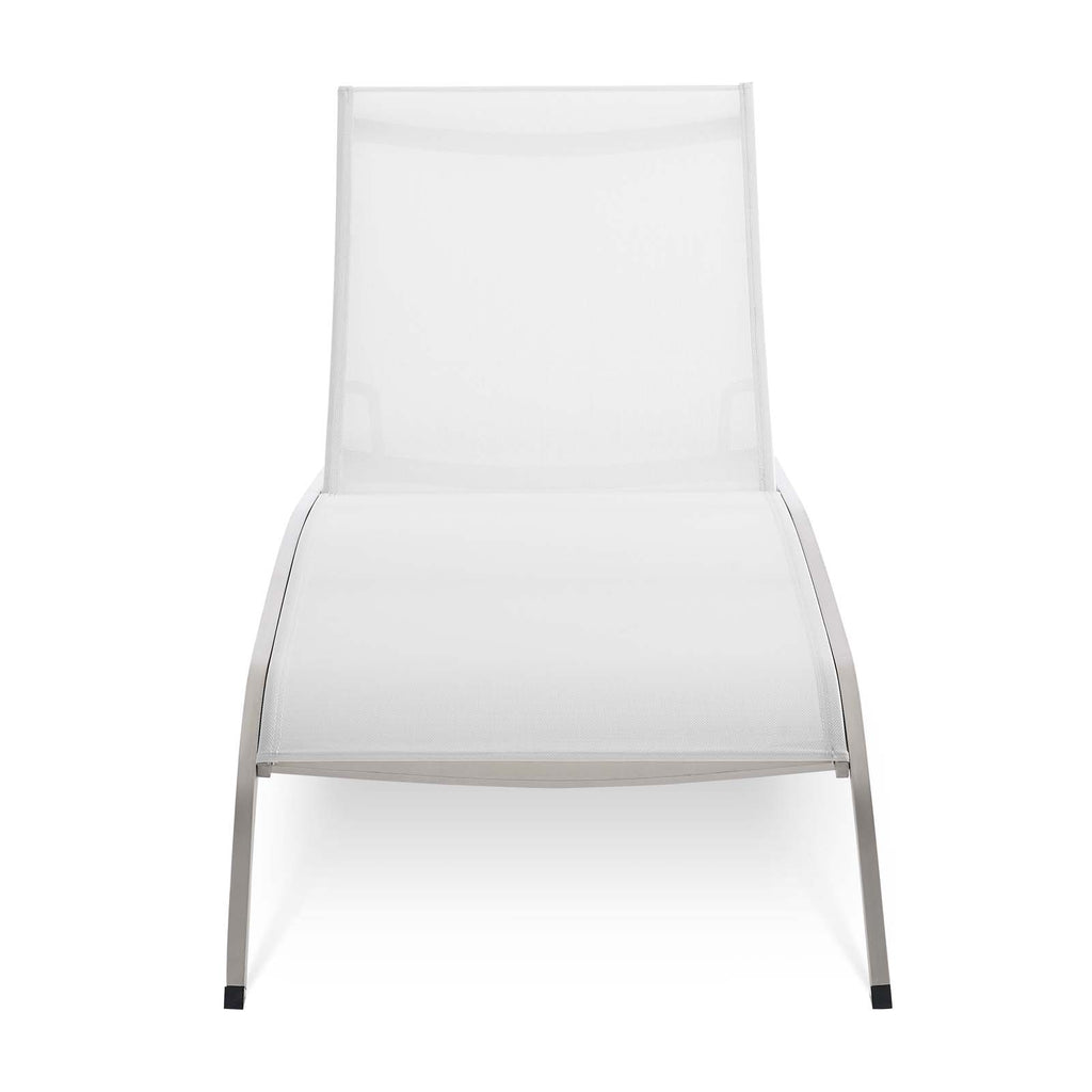 Savannah Mesh Chaise Outdoor Patio Aluminum Lounge Chair in White