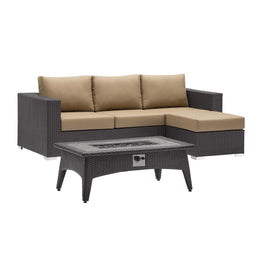 Convene 3 Piece Set Outdoor Patio with Fire Pit in Espresso Mocha-3