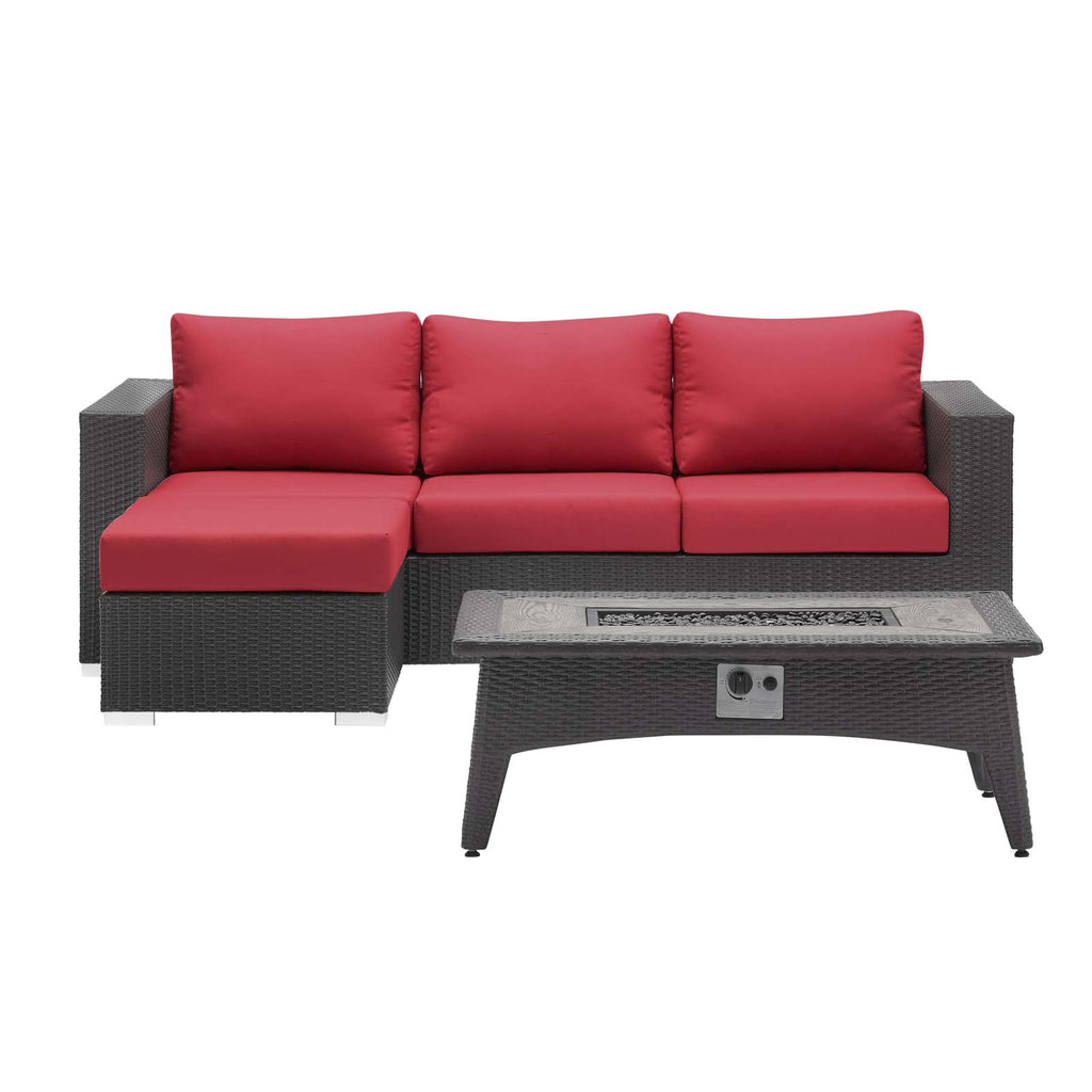 Convene 3 Piece Set Outdoor Patio with Fire Pit in Espresso Red-3