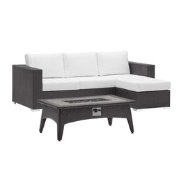 Convene 3 Piece Set Outdoor Patio with Fire Pit in Espresso White-3