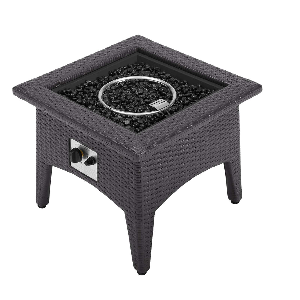 Convene 3 Piece Set Outdoor Patio with Fire Pit in Espresso Turquois