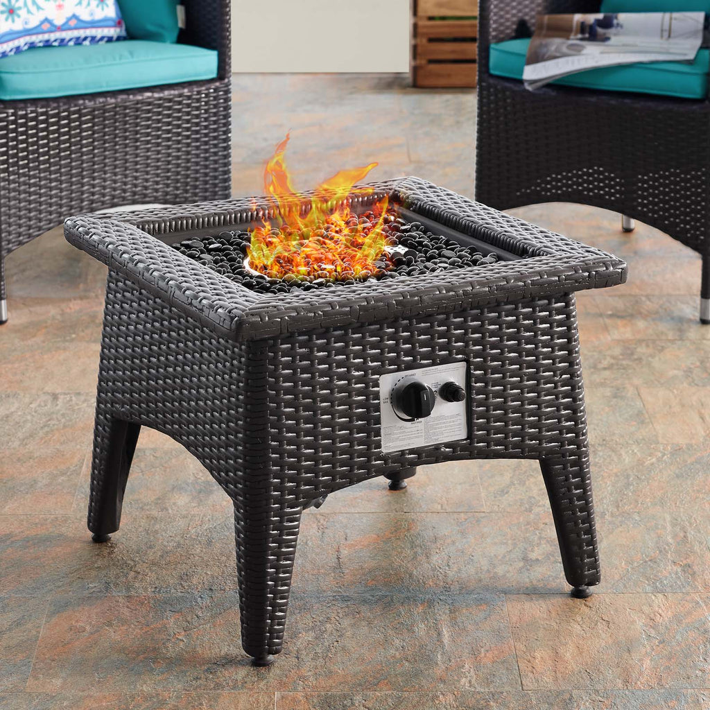 Convene 3 Piece Set Outdoor Patio with Fire Pit in Espresso Turquoise-1