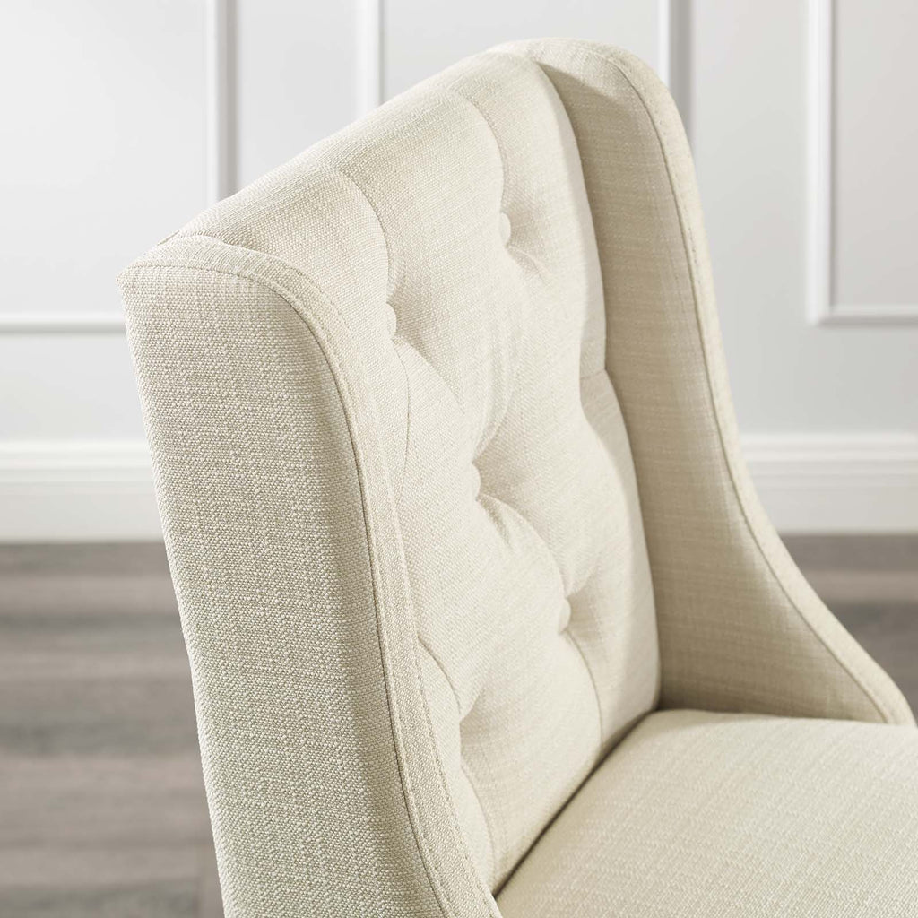 Baronet Tufted Button Upholstered Fabric Bar Stool in Beige