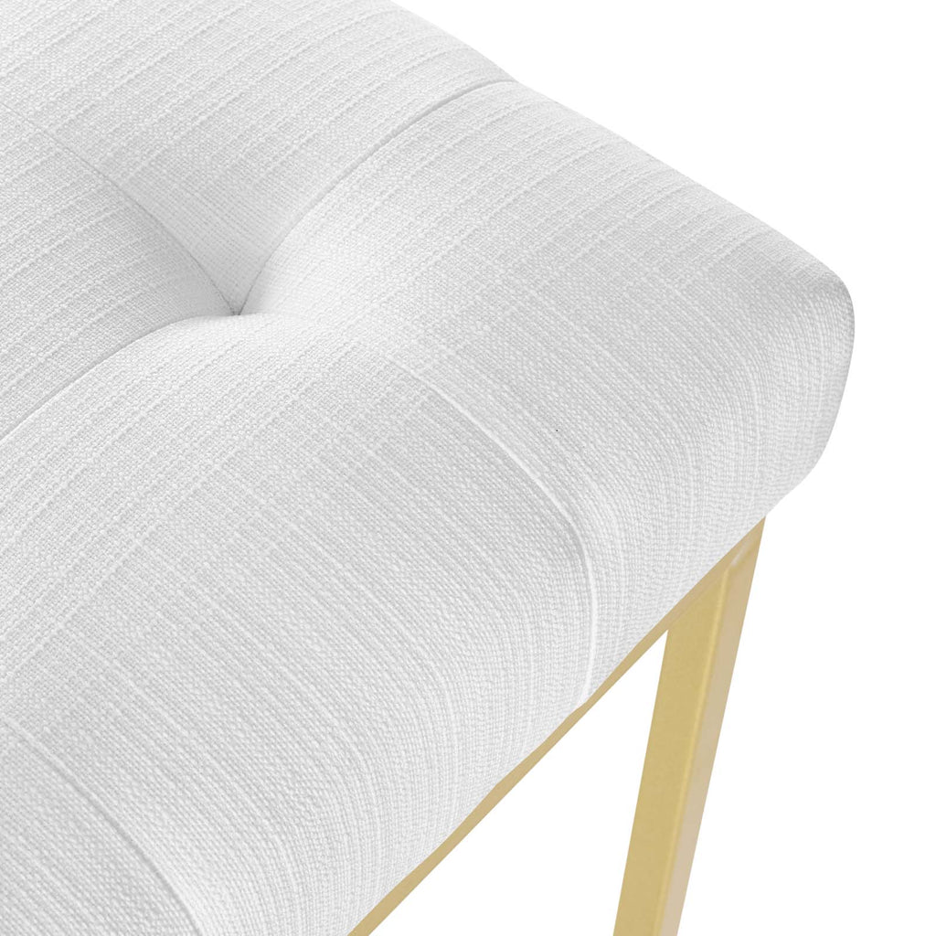 Privy Gold Stainless Steel Upholstered Fabric Dining Accent Chair in Gold White