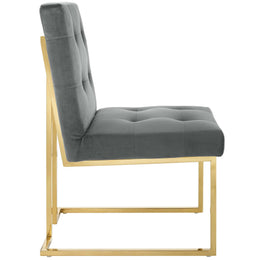 Privy Gold Stainless Steel Performance Velvet Dining Chair in Gold Charcoal