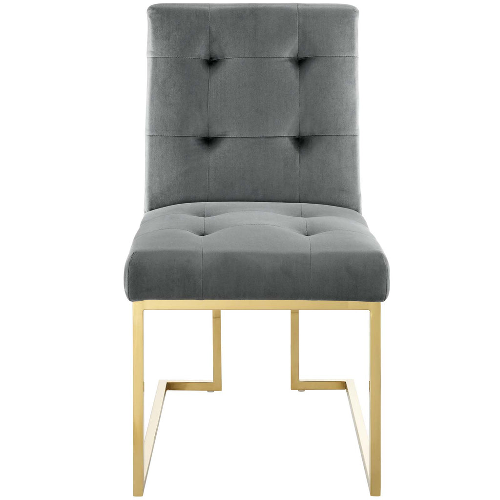 Privy Gold Stainless Steel Performance Velvet Dining Chair in Gold Charcoal