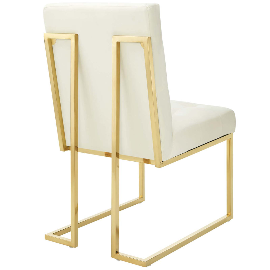 Privy Gold Stainless Steel Performance Velvet Dining Chair in Gold Ivory