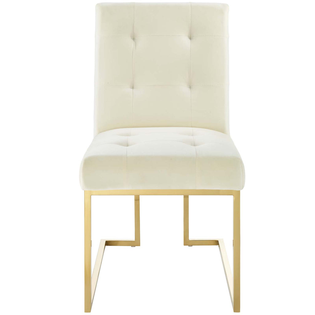 Privy Gold Stainless Steel Performance Velvet Dining Chair in Gold Ivory