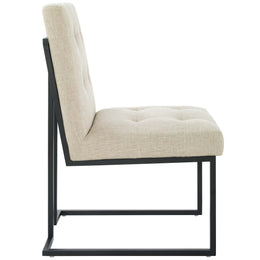 Privy Black Stainless Steel Upholstered Fabric Dining Chair in Black Beige