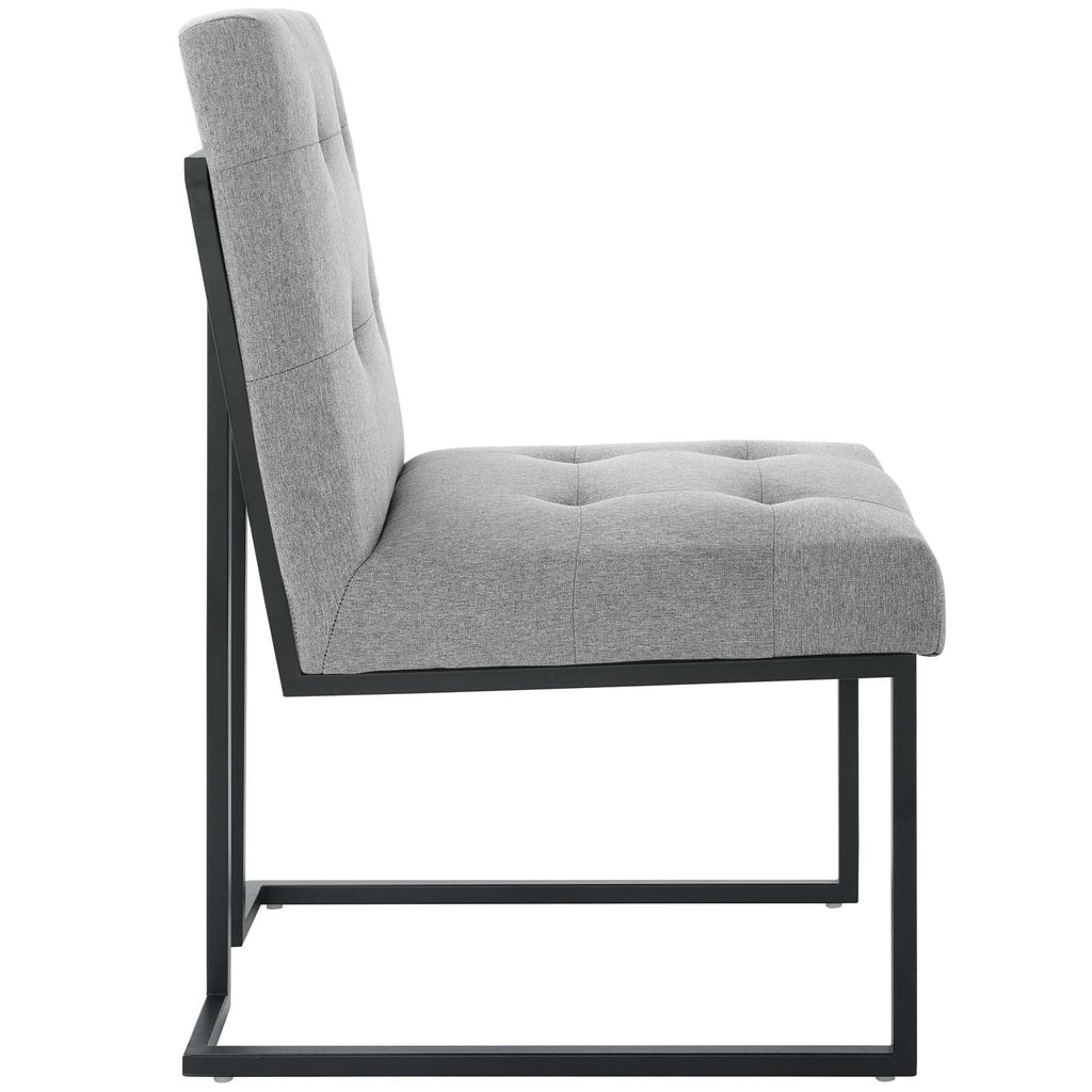 Privy Black Stainless Steel Upholstered Fabric Dining Chair in Black Light Gray